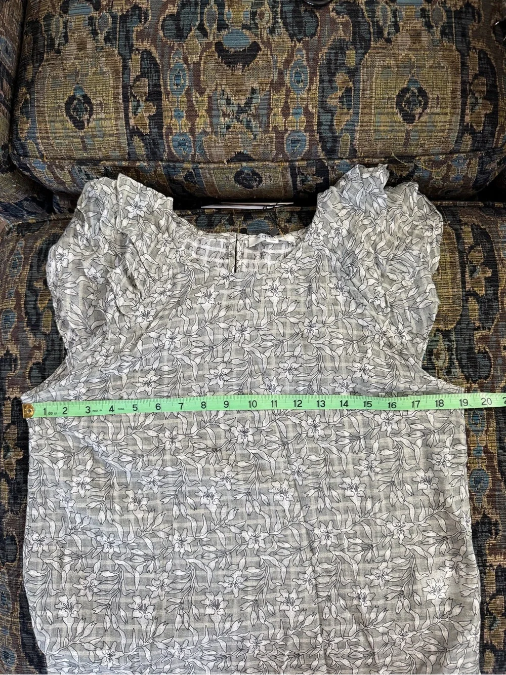 NWT Nation LTD Gray Floral Cotton Gauze Flutter Sleeve Top Medium - Picture 3 of 8